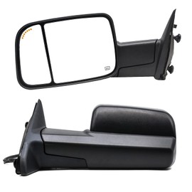 BOOLEE Towing Mirrors fit for 2009-2018 Dodge Ram 1500 2500 3500 with Arrow Signal on Glass Puddle Light Temperature Sensor Power Heated Pickup Truck