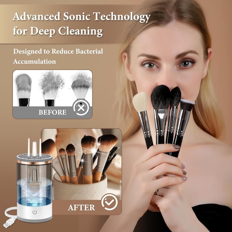 Limpiador De Brochas De Maquillaje, Limpiador Automático De Brochas De
