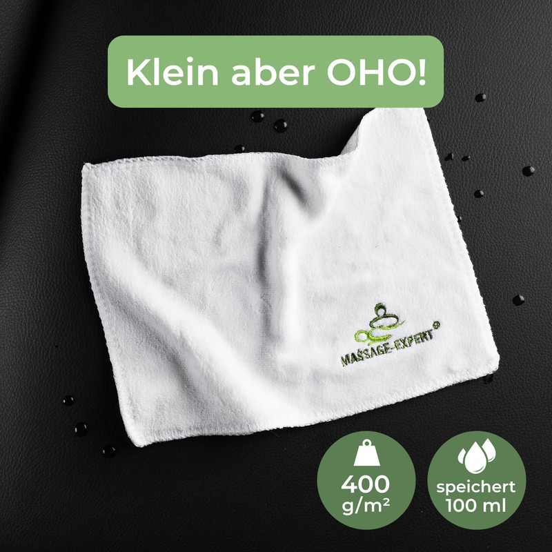 MASSAGE-EXPERT Microfibre Cloth, 22 x 15 cm, White, Skin-friendly, Soft,