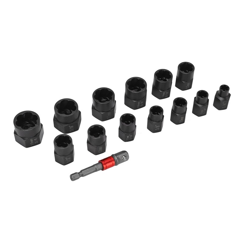 14Pcs Nut Remover Extractor Kit 3/8in Damaged Rusty Bolt Removal