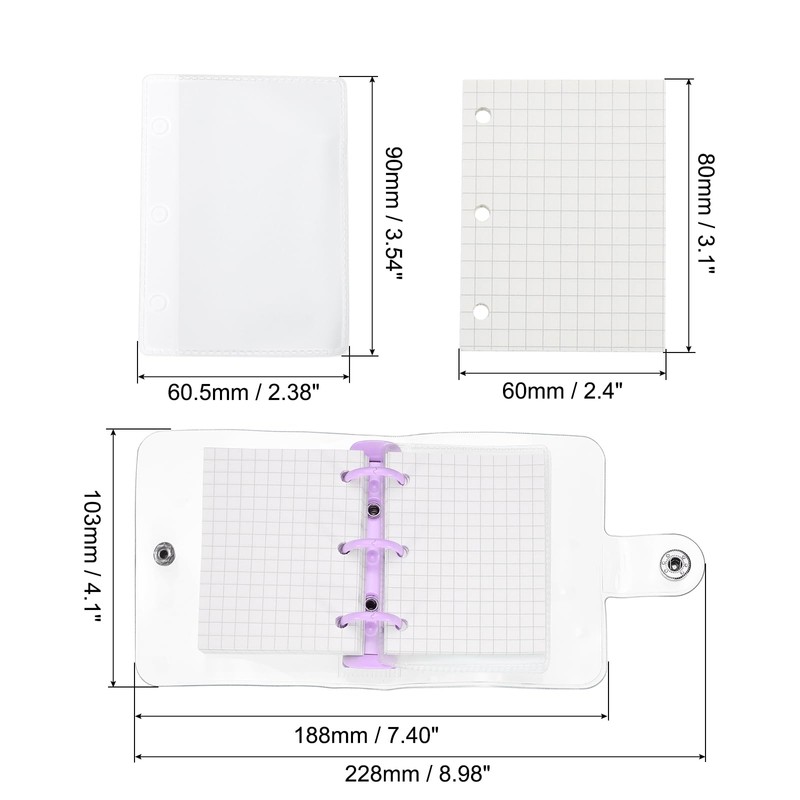 PATIKIL Clear 3 Ring Binder Cover, PVC Notebook Binder Mini