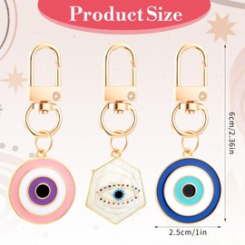 JIEYAO Pack of 3 Colourful Evil Eye Key Fob Evil Eye Key Fob Lucky Protection Lucky Charm Amulet Turkish Eye Car Key Ring for Women Bag Key Jewellery, multicoloured