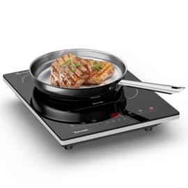 TOPWISH Portable Induction Cooktop, Hot Plate Countertop Burner with 10 Temp Levels, Timer, Auto-Shut-Off, Touch Panel, LED Display, Auto Pot Detection, Child Safety Lock