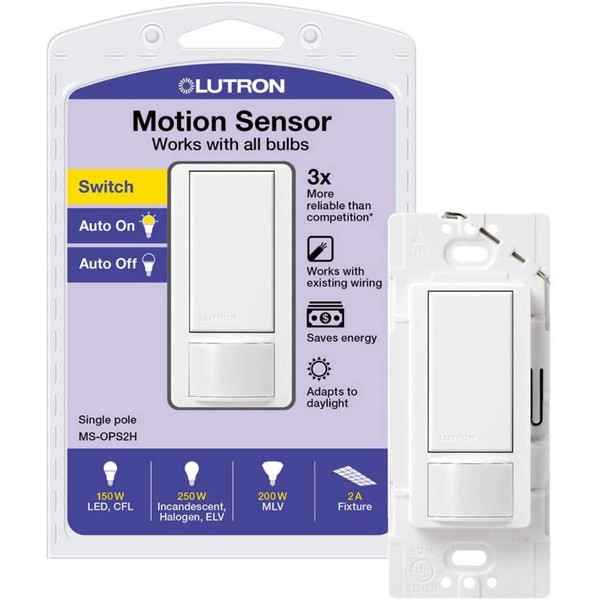 Lutron Maestro Motion Sensor Switch | 2 Amp, Single Pole | MS-OPS2-WH | White