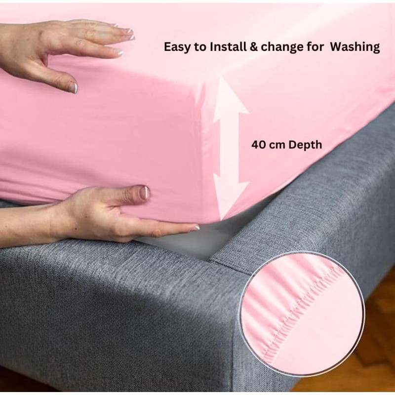 CHCOMFORT 40cm Deep Super King Size Fitted Sheets with 2