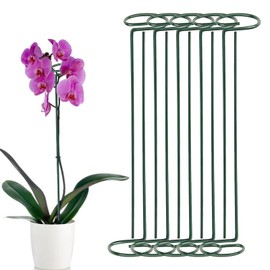 WOOPSOO 10 Pcs 16 Inch Plant Support Stakes Metal Single stemmed Flower Support Hoops Garden Plant Stakes Plant Prop for Home Outdoor Indoor Amaryllis Orchid Lily Rose Peony Tomatoes Gladiolus