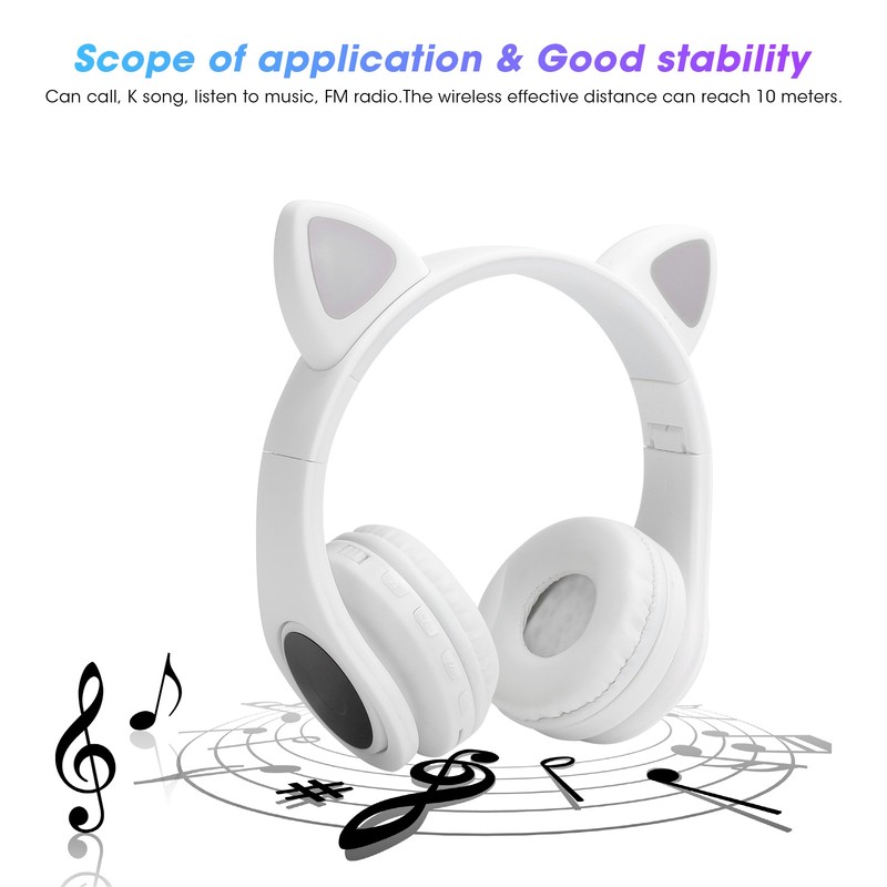 LED Noise Reduction Headset Cat Ear Shape Bluetooth 5.0 Headset
