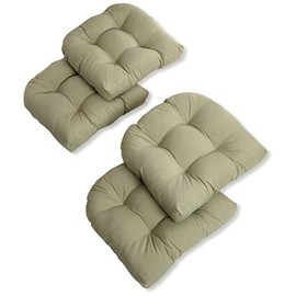 Blazing Needles 19-inch U-Shaped Twill Tufted Dining Chair Cushions (Set of 4) Sage Green