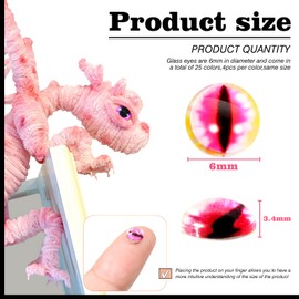 Toaob Pack of 100 Safety Eyes, 6 mm, Round Dragon Eyes, Glass Cabochons, Dolls, Eyes for Crafts, Toys, Accessories, Plush Toy, Crochet Animals, Doll, Puppet, Teddy Eyes