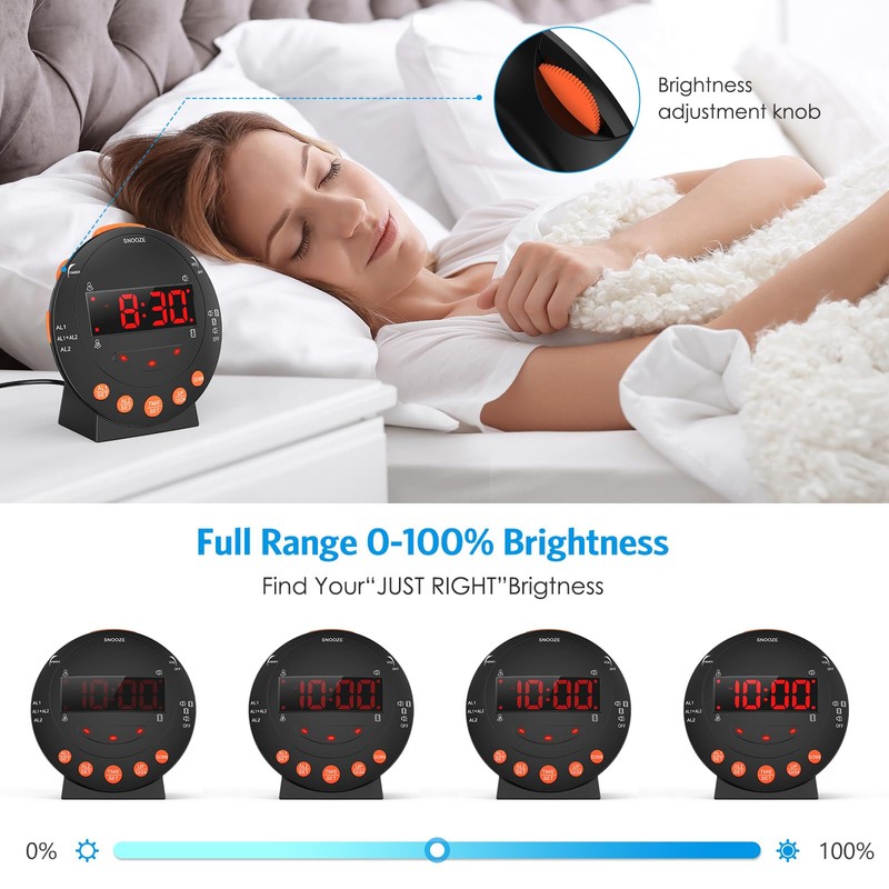 AMIR Dual Extra Loud Alarm Clock with Bed Shaker, Sonic