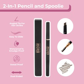 The Brow Technicians Waterproof Eyebrow Pencil - Angled Tip, Long-Lasting, Smudge-Proof, Glide-On Formula, Dual-Ended, Vegan, Oily Skin Approved (Taupe)