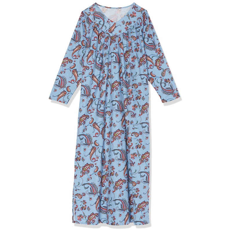 AmeriMark Vestido de noche largo de franela con estampado floral