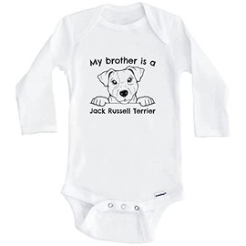 My Brother is A Jack Russell Terrier Cute Dog Breed One Piece Baby Bodysuit (Long Sleeve), 18 Months White