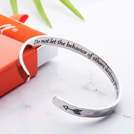 Carviell Bracelet, Peace Gifts for Women and Teens, Engraved Quote Do Not Let the Behavior of Others Destroy Your Inner Peace, Stress Relief Gifts, Inspirational Gifts for Young Adults