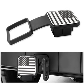 carleef Trailer Hitch Covers - Unique US Flag Tow Hitch Covers 2 Inch with Square Mouth for Car Decorations & Protections,Rubber Hitch Receiver Cover Fits Car Truck Accessories (US Flag/Silver)