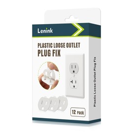 Lenink Loose Outlet Plug Fix, 12 Pack Plastic Snug Socket Secured, Outlet Tightener Insert for Most Loose Outlets, with Back Adhesive