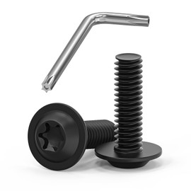 Wavanta 20Pcs M4 Bolts, M4 x 12mm Flanged Button Head Screws, Torx Bolts, 304 Stainless Steel, Fully Threaded, Black Oxide with Torx Key