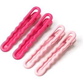 Pink Flat Hair Clips for Styling - 4Pcs Alligator Metal Hair Clips Duck Billed Hair Accessories No Bend No Crease Hair Pins Barrettes for Women Girls Hairstyling Bangs Makeup (Pink, One size)