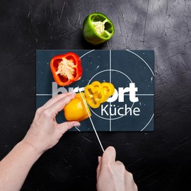 TV Crime Glass Chopping Board with Saying Bratort Kitchen A Decorative Glass Cooking Board with Crosshair for the Kitchen Funny Crime Motif Kitchen Board