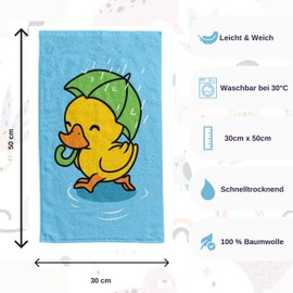 damaloo 2 x Children's Towel 30 x 50 cm with Tiger Motif Made of Cotton - Hand Towel for Boys - Duck Guest Towel Set - Face Towel Small - Small Wash Cloth 30 x 50 cm - Children's Towel for Girls