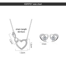 QKEPCY Women's Jewellery Set with Heart-Shaped Necklace Earrings Jewellery Set Heart Earrings Silver 925 Exquisite Fashion Jewellery Christmas Birthday Gift for Valentine's Day, 100% Copper and 100%