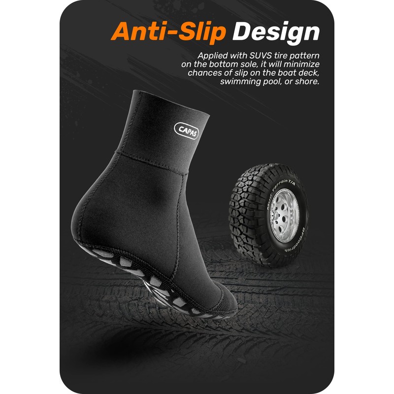 CAPAS 2mm Neoprene Waterproof Socks, Beach Volleyball Sand Proof Socks,