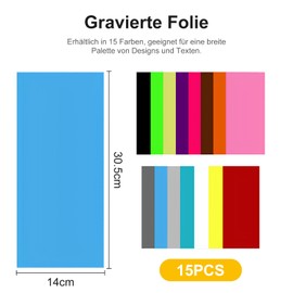 Cosswe Pack of 15 Vinyl Film Plotter 14 cm x 30.5 cm Plotter Film Textile, Flex Film Plotter Textile, Easy to Cut & Weed, for DIY T-Shirt, Fabrics, Clothing, Iron-On Film