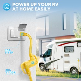 Kohree 30 Amp to 110V Adapter RV Plug, 15A Male to 30A Female RV Power Adapter, NEMA 5-15P to TT-30R RV Dogbone Electrical Adapter Cord 12"