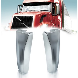 TORQUE Chrome Door Mirror Cover Pair Set Replacement for 2004-2018 Volvo VNL Semi Trucks Curved Cover Set Driver Left Side LHD Passenger Right Side RHD (TR005-R TR005-L)