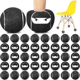 Macarrie 40 Pcs Ninja Precut Tennis Balls Bulk 2.5 Inch Chairs Leg Floor Protector Ninja Black Heavy Duty Long Lasting Glide Coverings Non Slip for Classroom Furniture Legs Protection