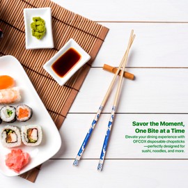 OFCOX Chopsticks Disposable, 25 Pairs Disposable Chopsticks, Premium Bamboo Chopsticks, Wood/Wooden Splinter-Free Chop Sticks, Individually Wrapped for Japanese Sushi, Chinese Dishes, Restaurants.