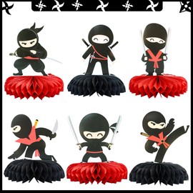 Gyufise 6Pcs Ninja Party Honeycomb Table Centerpiece Double Sided Martial Arts Karate Kung Fu Warriors Table Toppers Centerpieces for Ninja Theme Baby Shower Birthday Party Table Decorations Supplies