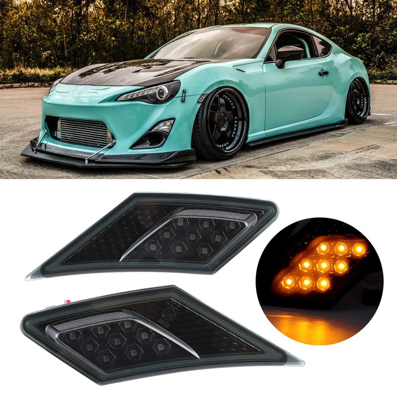 Akozon LED Side Marker Turn Signal Leaf Light Lens for