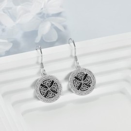 Sterling Silver Celtic Knot Dream Catcher Pendant Drop Earrings Jewellery Gifts for Men and Women, Sterling Silver, No Gemstone