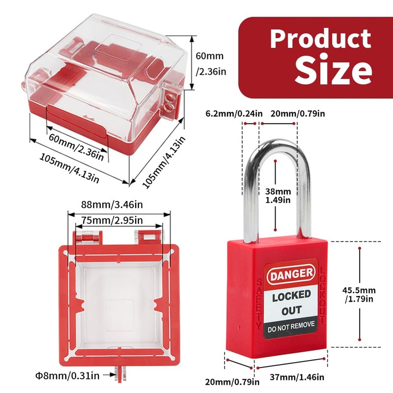 HiLKCO Emergency Stop Push Button Cover Lockout with Padlocks,Switch Cover