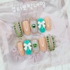 Beige chain handmade nail tip - Oval / 베이지 체인
