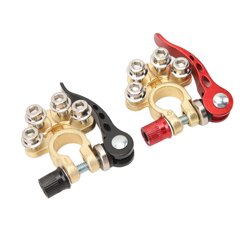 2PCS Car Battery Terminal 4 Way Positive Negative Copper Quick