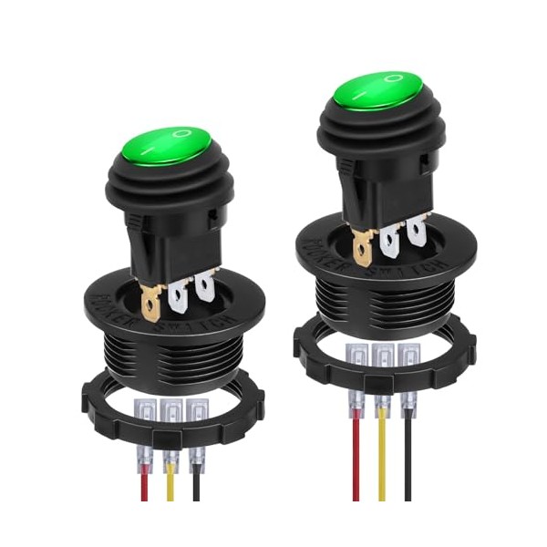 BFXM Round Rocker Switch, 12V Toggle Switch, Waterproof Lighted LED