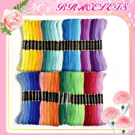 Friendship Bracelet String 50 Skeins Fashionable Rainbow Color Embroidery Floss Cross Stitch Embroidery Thread Cotton Floss Bracelet Yarn, Craft Floss