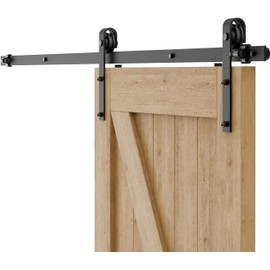 CCJH 5FT Sliding Barn Door Hardware Kit Heavy Duty for Max 31'' Wide Single Wooden Door