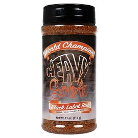 Heavy Smoke Black Label Seasoning 11 oz - Championship BBQ Rub for Brisket Steak and Burgers; Smoking and Grilling Spice