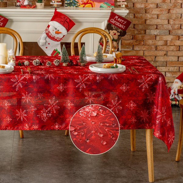 VidaFete Christmas Tablecloth Rectangle Red Table Cloth Polyester tablecloths with