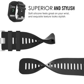 MoKo Watch Band Compatible with Garmin Vivoactive HR, Soft Silicone Replacement Watch Band ONLY for Garmin Vivoactive HR Sports GPS Smart Watch with Adapter Tools - BLACK