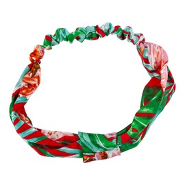 LUX ACCESSORIES Green Red Stretch Floral Print Fashion Elastic Headband