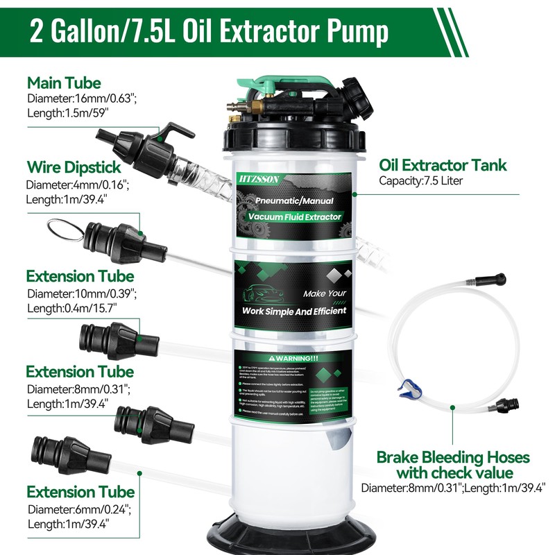 HTZSSON 7.5 L Manual Pneumatic Fluid Extractor, Oil Change Vacuum