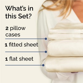 Twin XL 4 Piece Sheet Set - Comfy Breathable & Cooling - Ultra-Soft Hotel Luxury Bedding Set w/ 8-16 Inch Deep Pockets - 1 Flat & 1 Fitted Sheet & 2 Pillowcases - Wrinkle Free & Easy Care - Off White