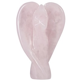 KYEYGWO Rose Quartz Crystal Praying Angel Figurine Guardian Angel Wings Statue for Home Decor, Blessing Protection Stone Memorial Sympathy Gifts