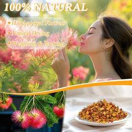 Sukh Dried Albizia Flower - Natural Herbs Eadried Acacia Flower 3oz Bulk Albizia Julibrissin Blooming for Soap Making,DIY Candle Making,Bath and Wedding Party Decoration