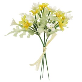 Tokyodo FM005183-004 Artificial Flowers MAGIQ Boubaria Flower Picks, White Yellow, Flower Diameter 0.8 - 1.0 x 6.7 inches (2 - 2.5 x 17 cm), Pack of 3