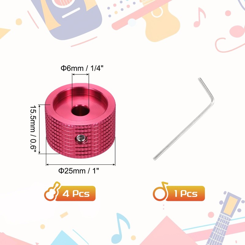 MECCANIXITY 4PCS Aluminium Potentiometer Knobs 1/4" x 1", Universal Top